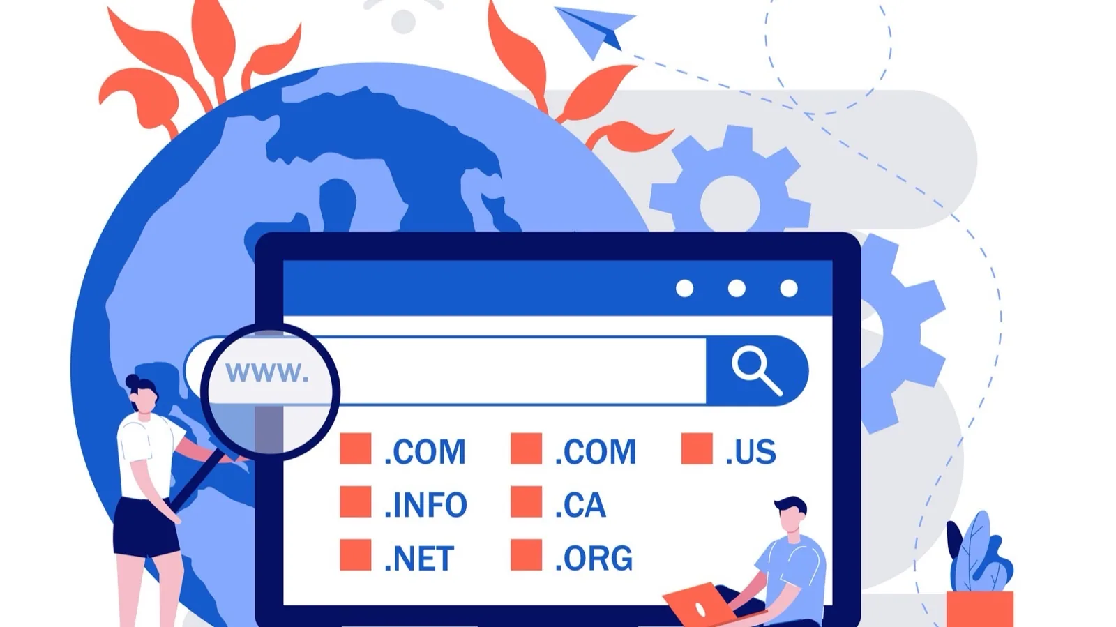 Domainmanagement: Domainsuche mit Adressleiste und Top-Level-Domains
